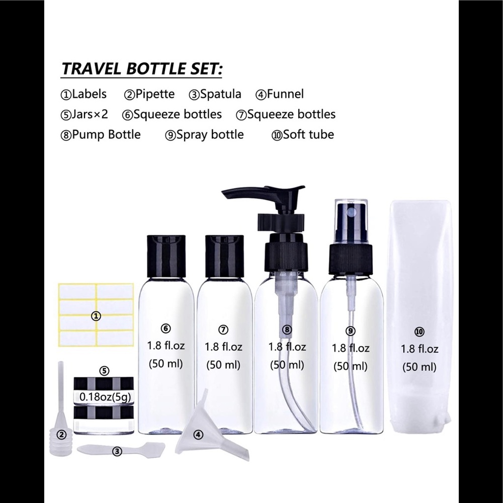 Travel Bottles TSA Approved Empty Size